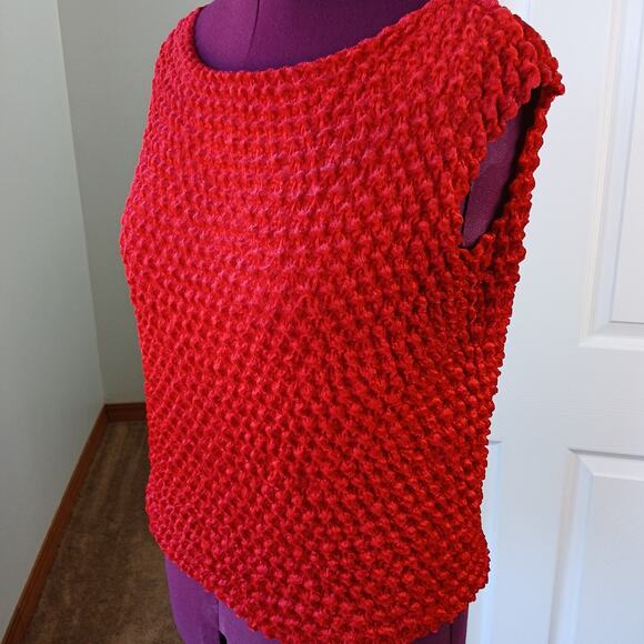 Coolwear USA Red Velvet Bubble Tank Top OSFM S M L XL 2X Y2K stretch blouse - Picture 1 of 12